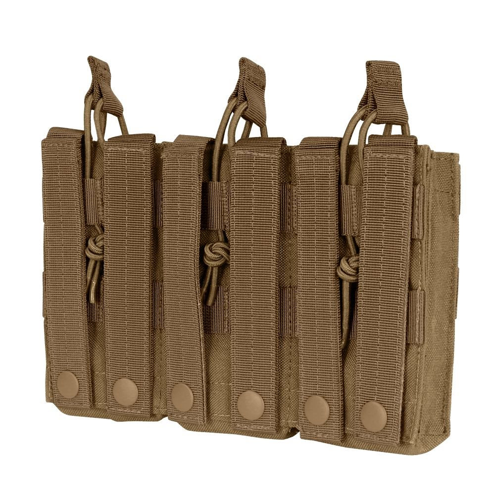 Funda MOLLE triple para 3 cargadores M4, abierta, color verde