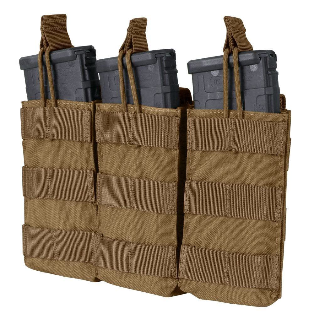 Funda MOLLE triple para 3 cargadores M4, abierta, color verde