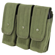 Bolsa MOLLE triple para cargadores AK en verde, modular, cierre Velcro y botón, 19x24x9 cm