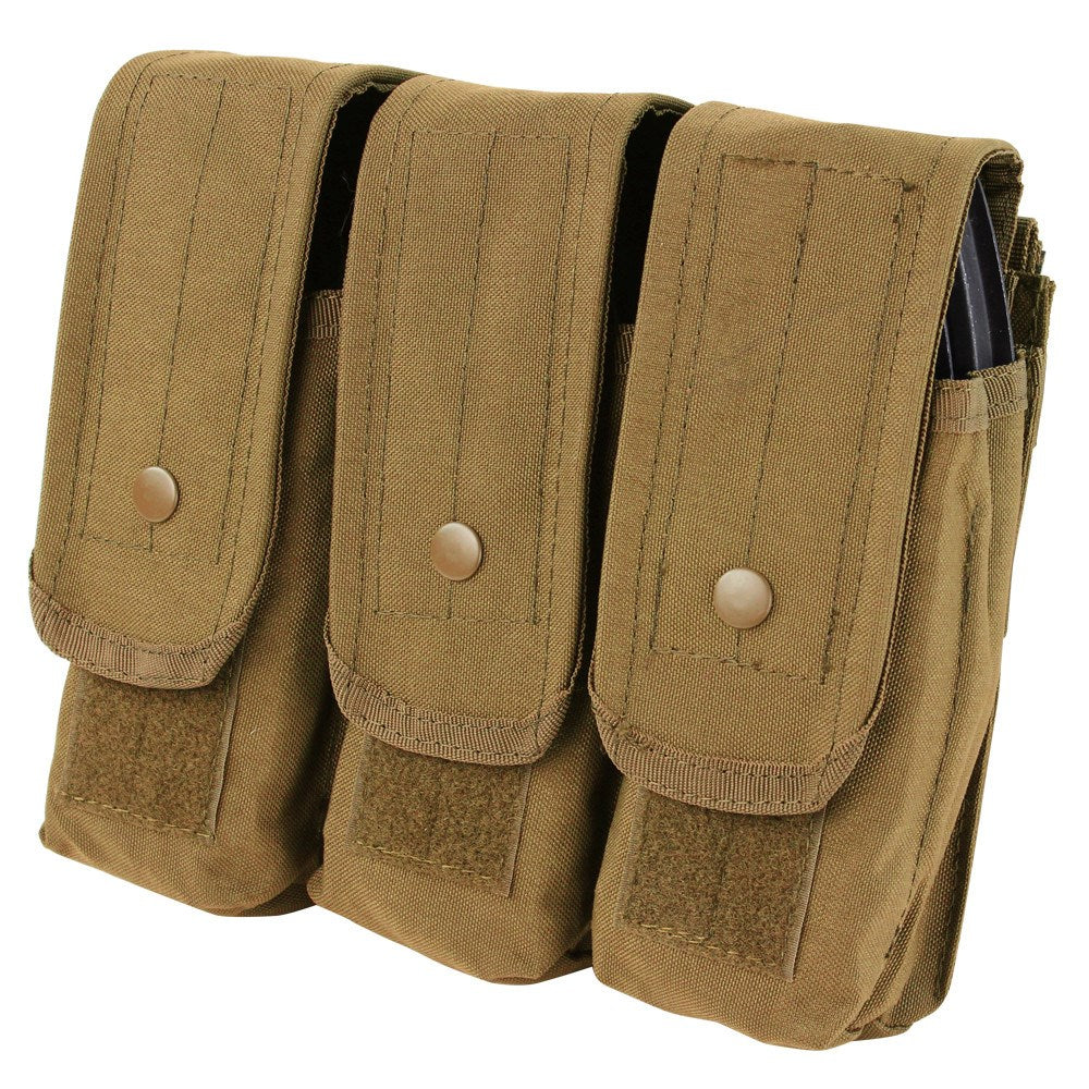 Bolsa MOLLE triple para cargadores AK en verde, modular, cierre Velcro y botón, 19x24x9 cm