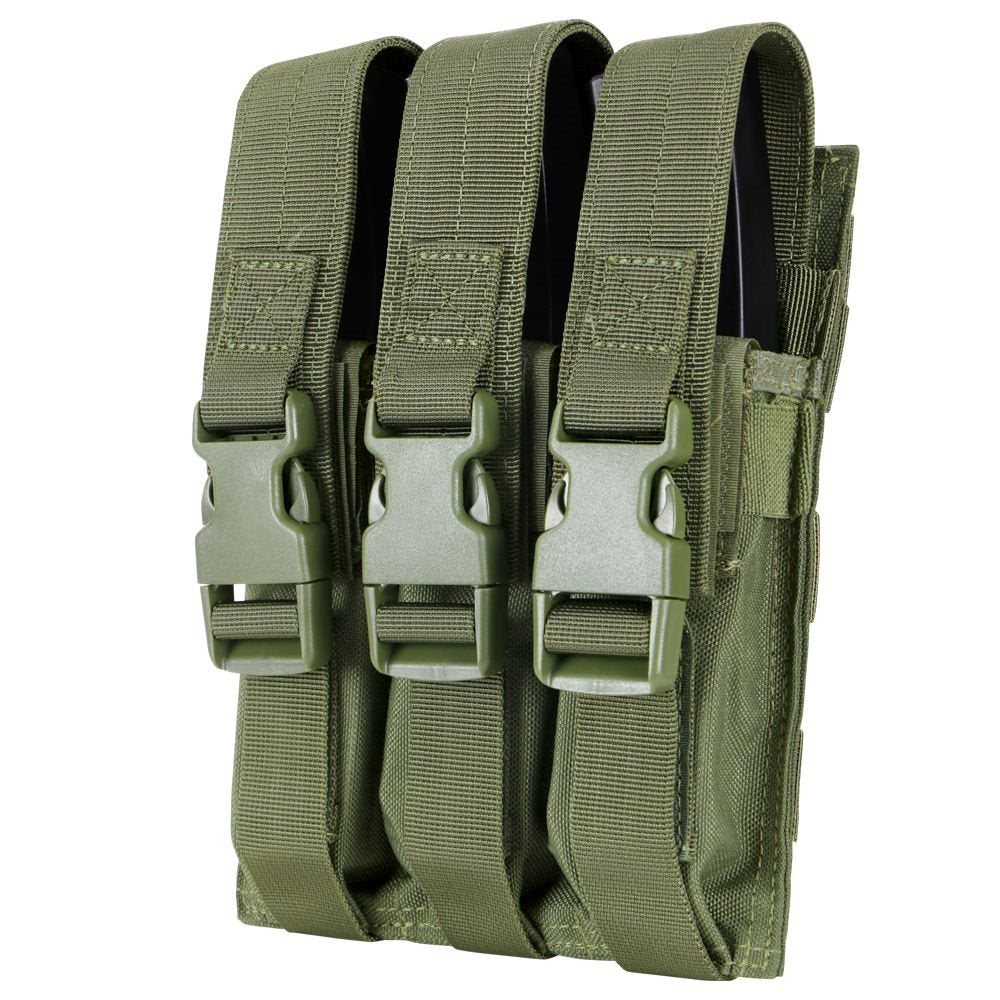Funda MOLLE triple para 3 cargadores MP5 en Cordura 1000D con cierre VELCRO y hebilla FASTEX, tamaño aprox. 21x16 cm