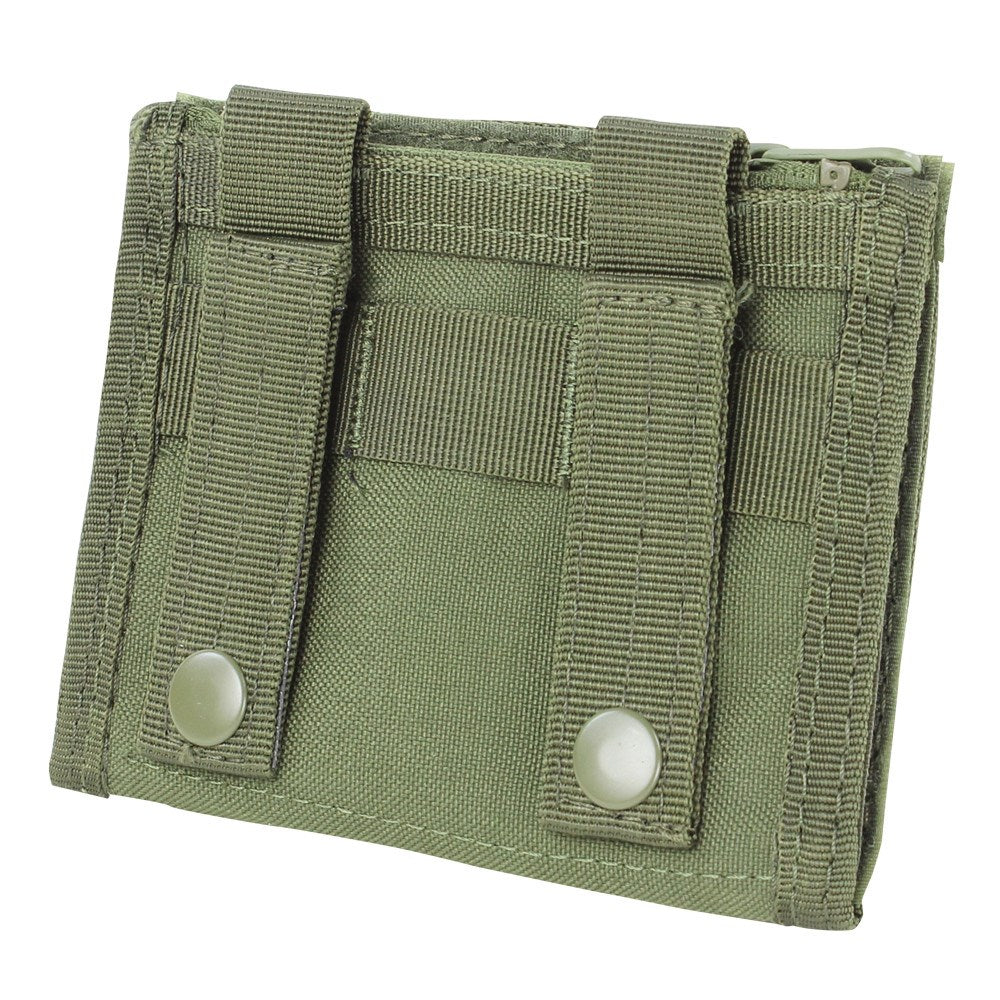 Funda MOLLE para documentos verde abierta, con dos ventanas transparentes 11 x 8,5 cm y correas para anclaje MOLLE