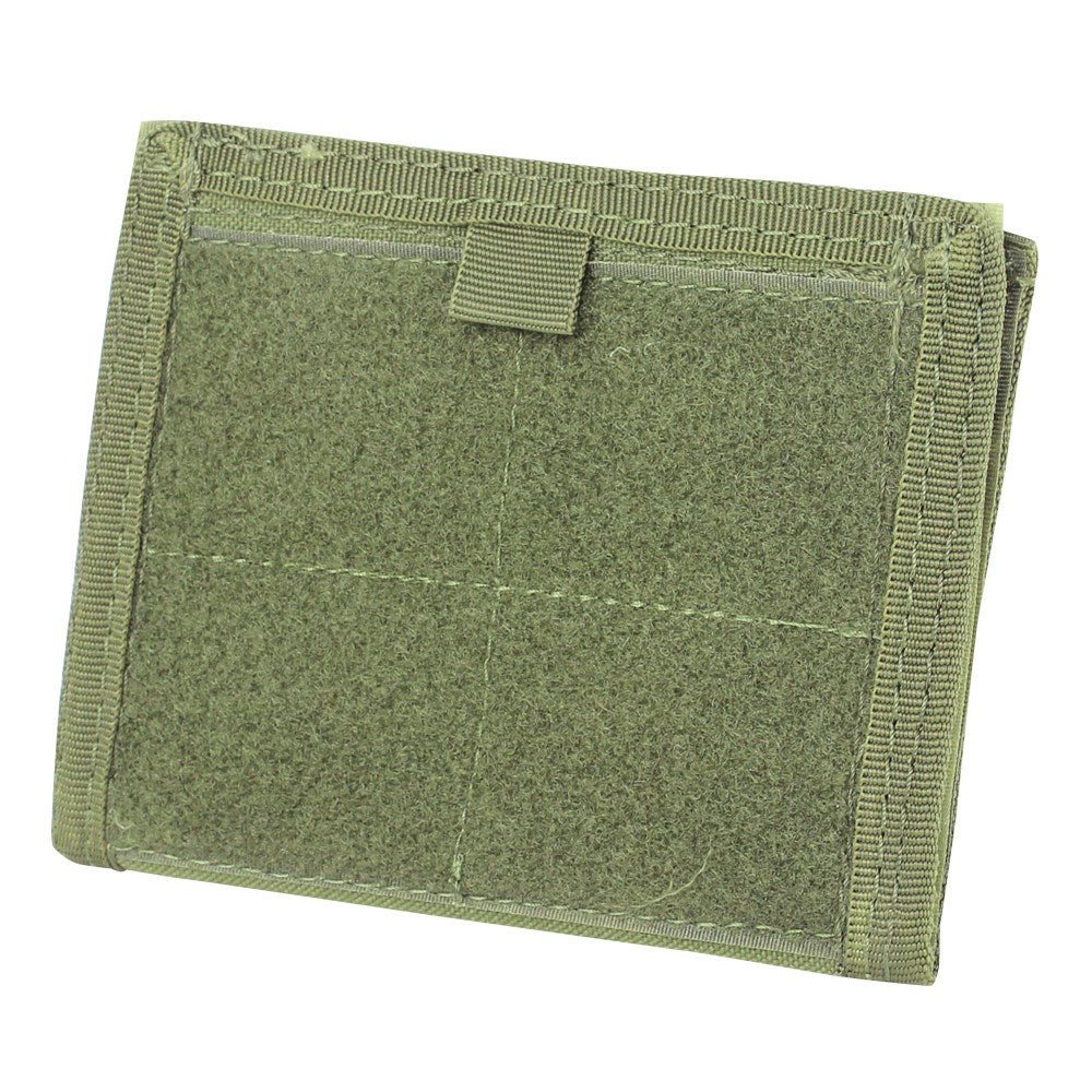 Funda MOLLE para documentos verde abierta, con dos ventanas transparentes 11 x 8,5 cm y correas para anclaje MOLLE