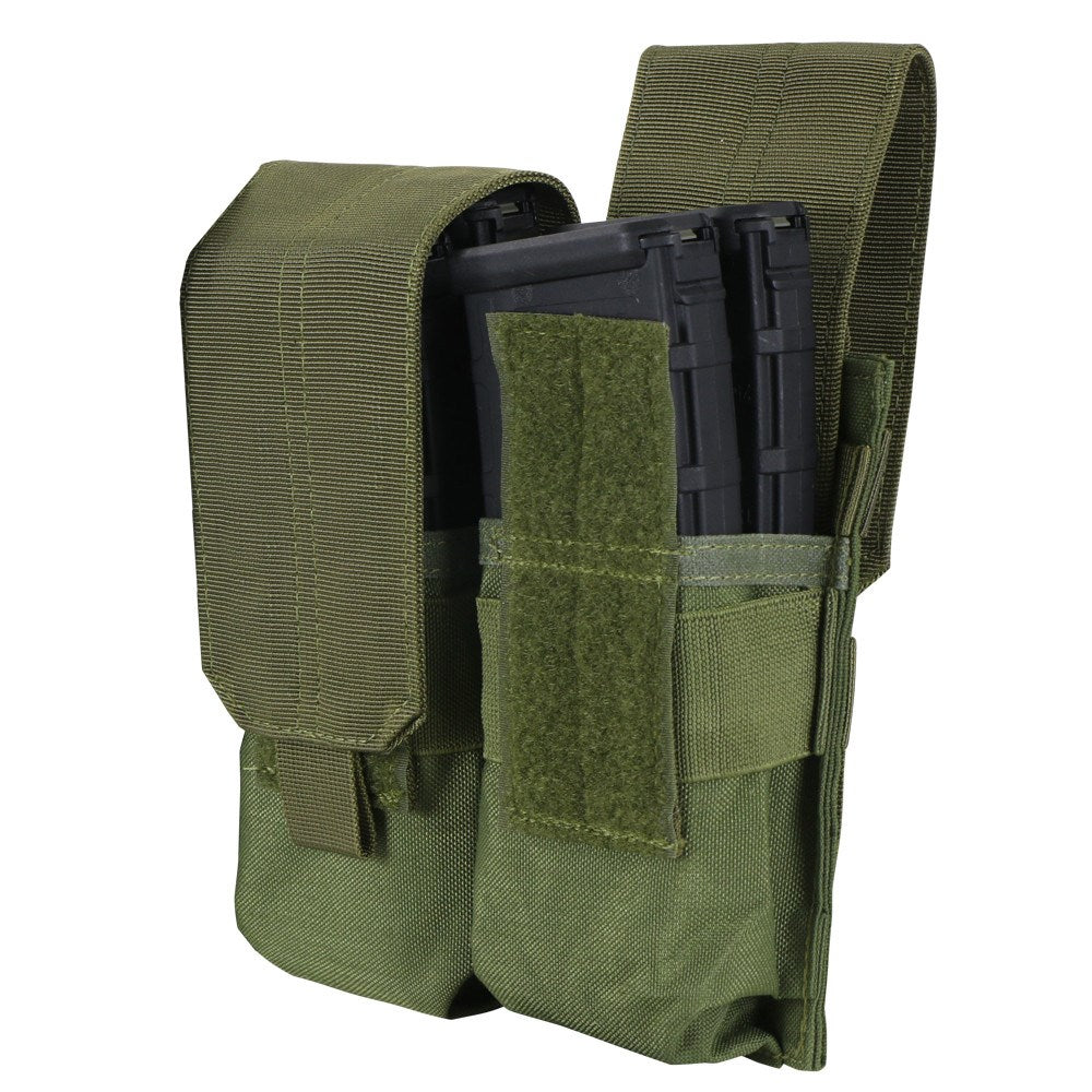 Bolsa MOLLE doble para cargadores M4 en verde con cierre de velcro