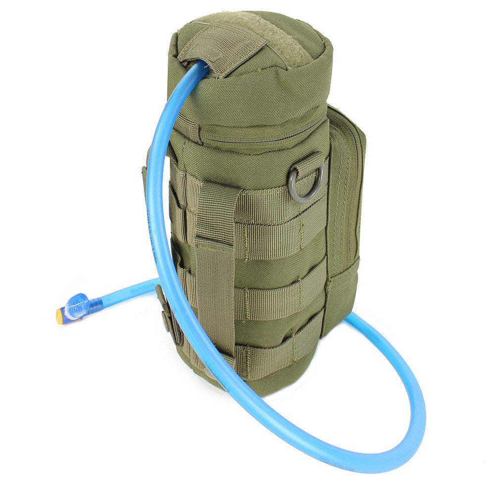 Funda MOLLE H2O para botella verde Condor, vista frontal con bolsillo y correas modulares