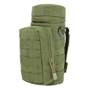 Funda MOLLE H2O para botella verde Condor, vista frontal con bolsillo y correas modulares