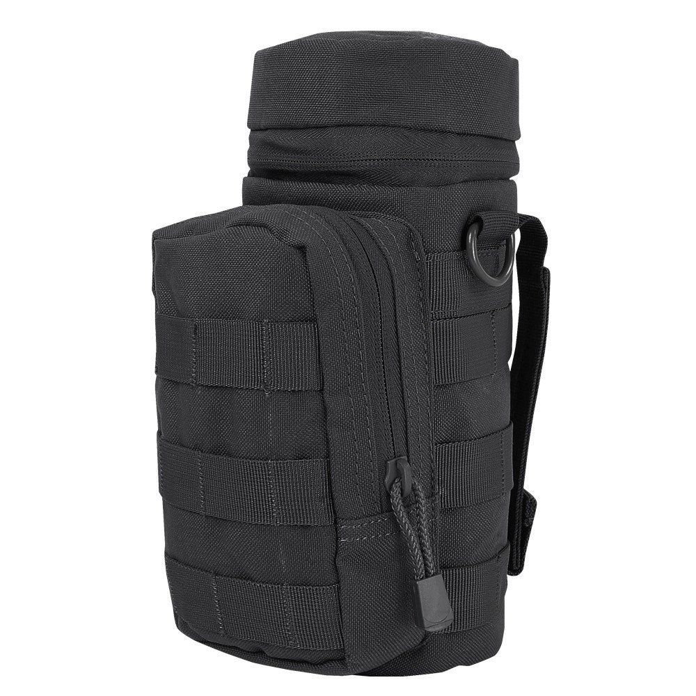 Funda MOLLE H2O para botella verde Condor, vista frontal con bolsillo y correas modulares