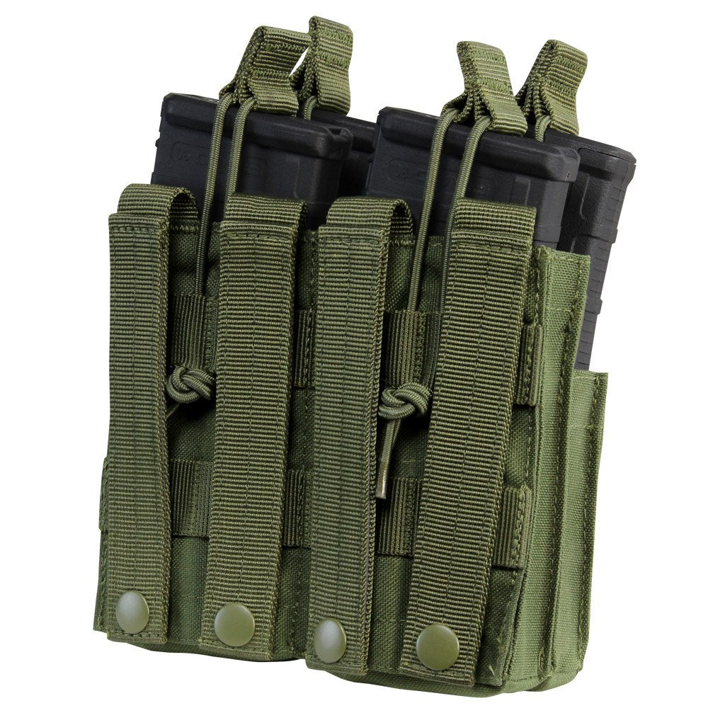 Portacargadores MOLLE doble 4xM4 abierto verde, funda para cargadores, vista frontal