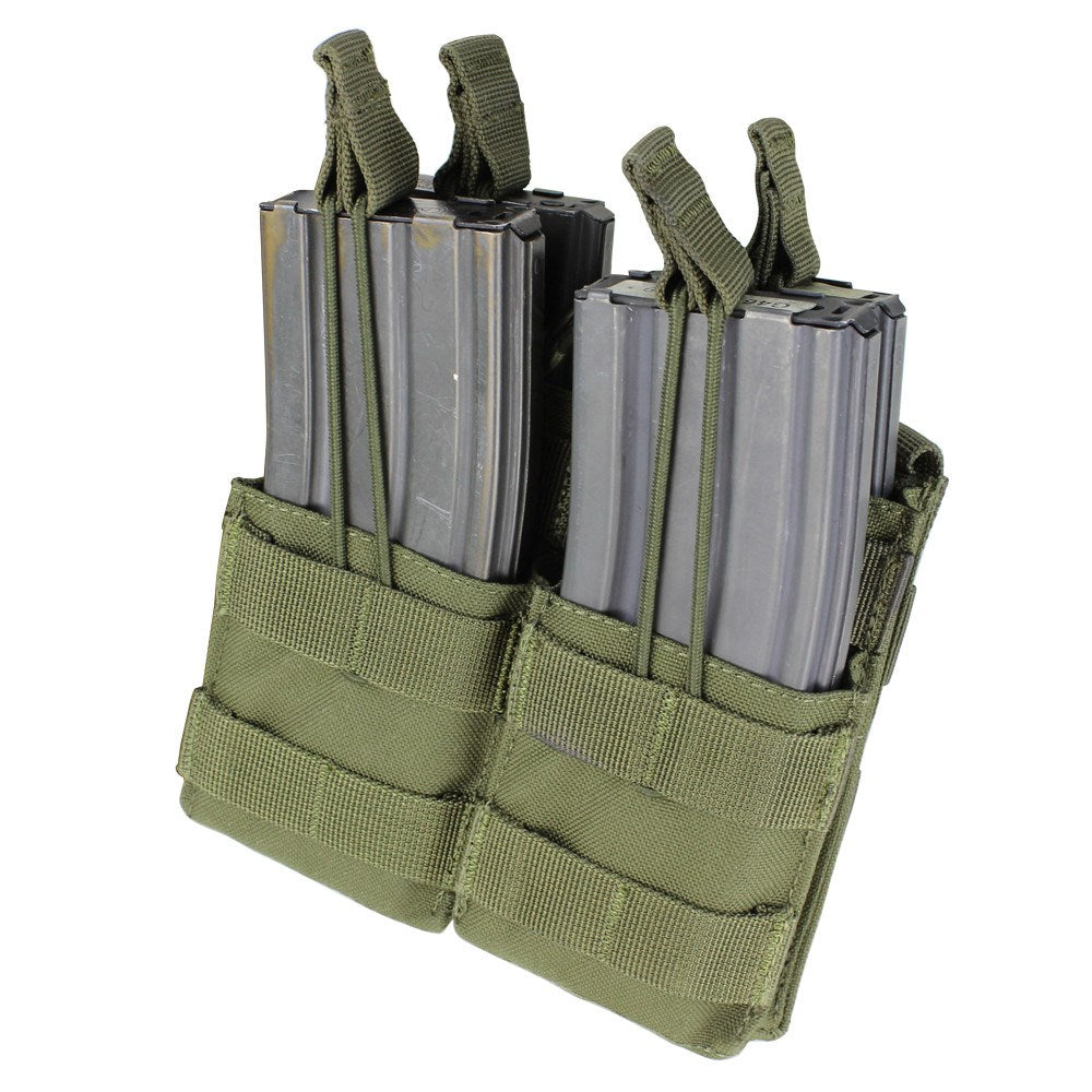 Portacargadores MOLLE doble 4xM4 abierto verde, funda para cargadores, vista frontal