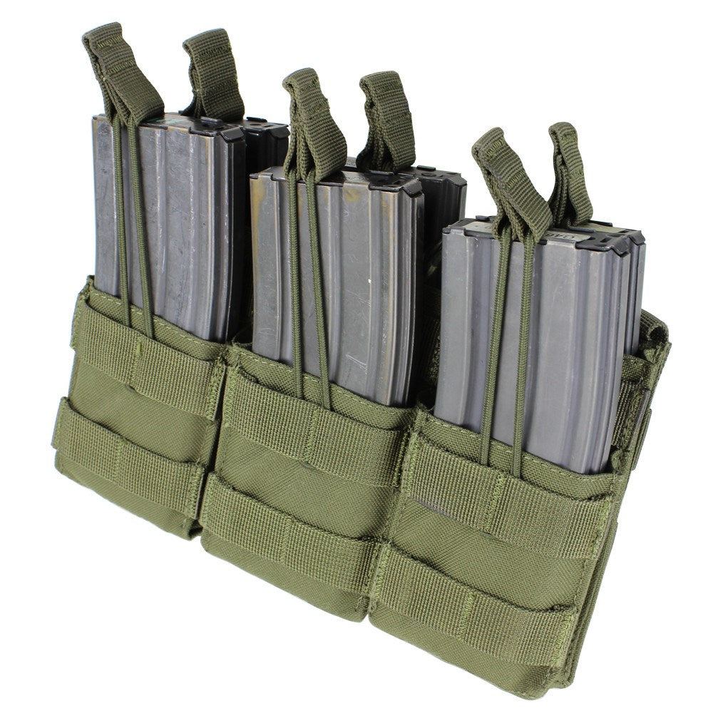 Bolsa MOLLE triple para 6 cargadores M16/M4, abierta, color verde