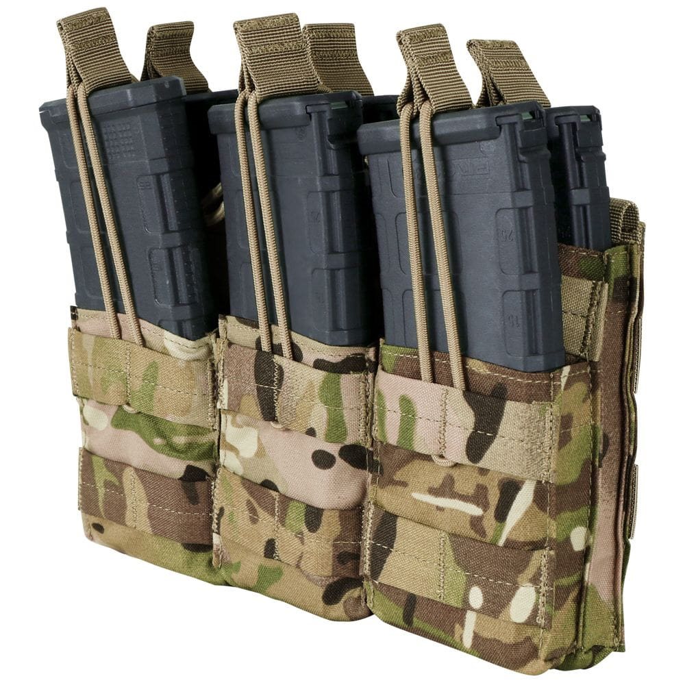 Bolsa MOLLE triple abierta para 6 cargadores M16/M4, con cordón elástico ajustable