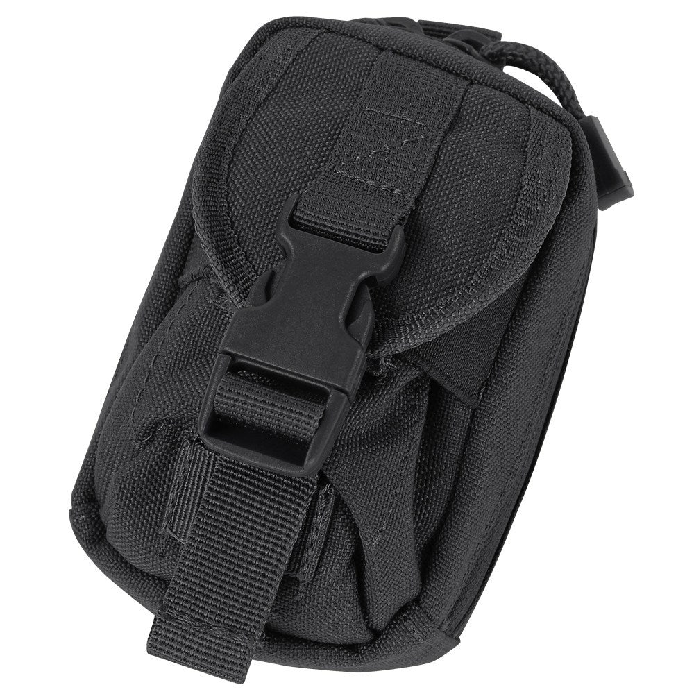 Funda MOLLE para cámara verde con dos bolsillos y cierres Velcro y cremallera