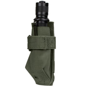 Funda MOLLE para linterna, abertura inferior con tela azul, cierre de velcro, profundidad aprox. 10 cm