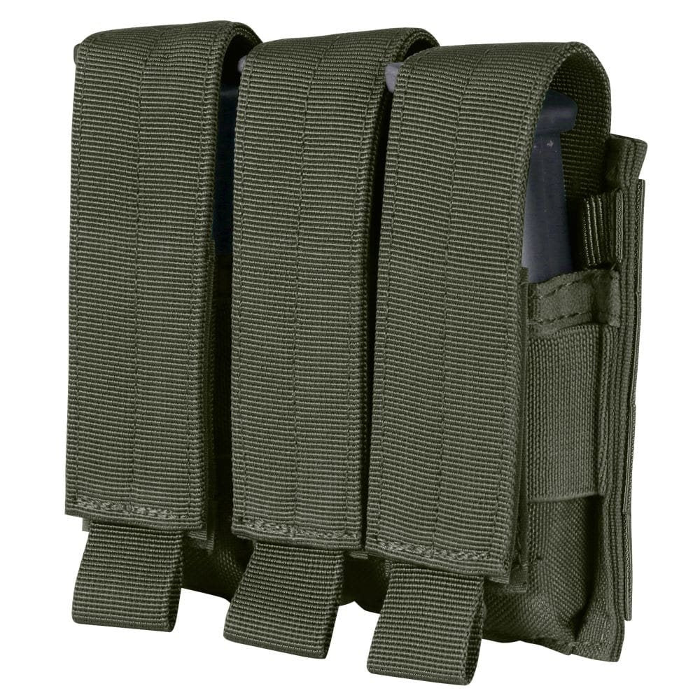 Bolsa MOLLE triple para cargadores M9 en verde, vista frontal
