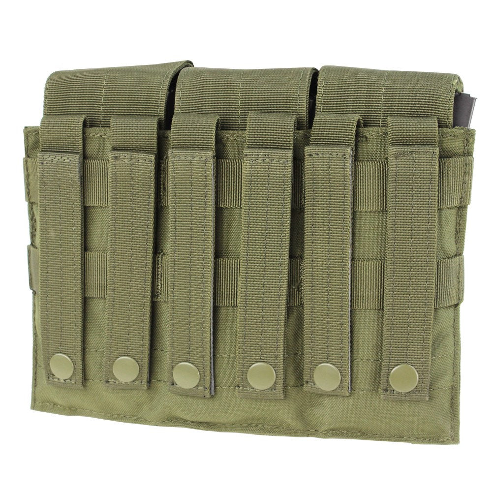 Funda MOLLE para cargadores 3xM16 verde — triple portacargadores para 6 cargadores M4/M16 con cierre de velcro