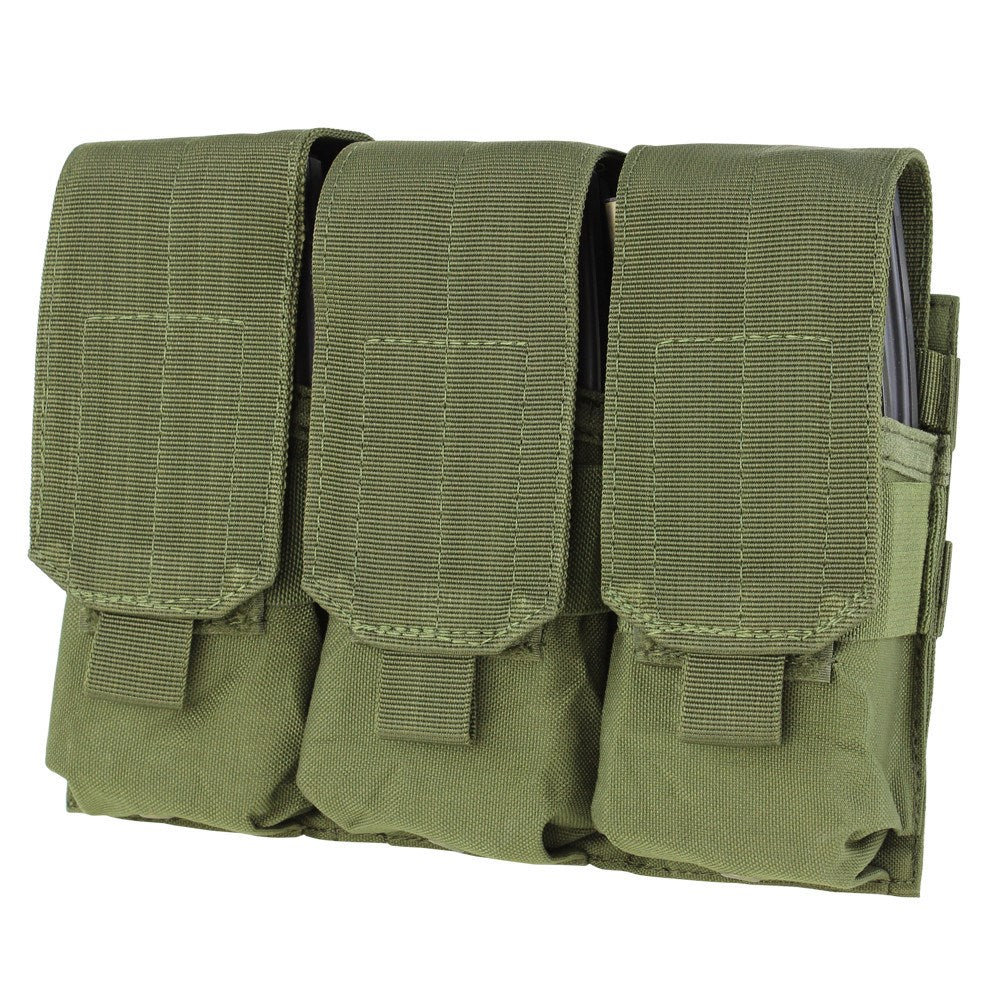Funda MOLLE para cargadores 3xM16 verde — triple portacargadores para 6 cargadores M4/M16 con cierre de velcro