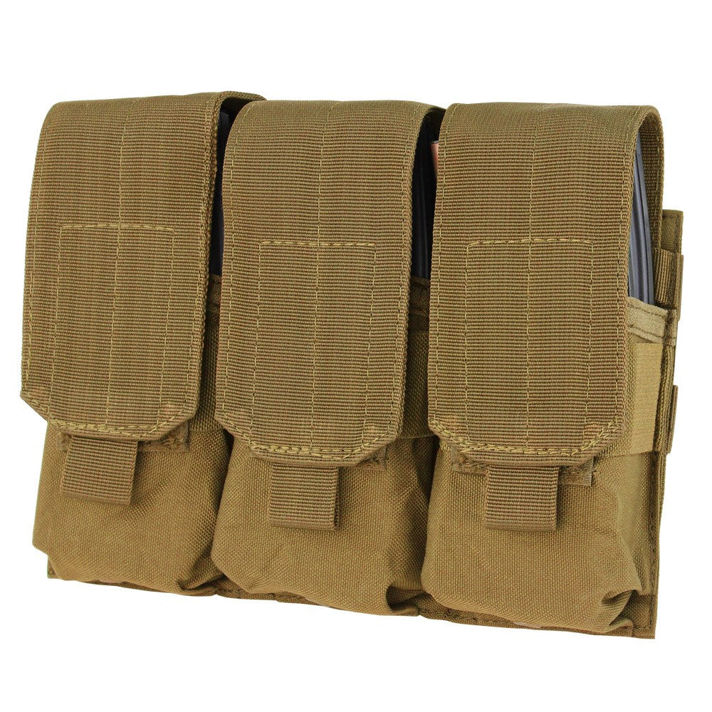 Funda MOLLE para cargadores 3xM16 verde — triple portacargadores para 6 cargadores M4/M16 con cierre de velcro
