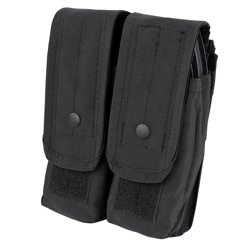 Portacargadores MOLLE para cargadores 4xAK o 6xM16 en color verde, doble bolsillo con cierre velcro y botones