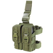 Bolsa portacargadores 2xM4 Drop Leg verde con correas de muslo ajustables y hebilla de cierre rápido