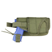 Funda pistola HT horizontal verde montada en sistema MOLLE