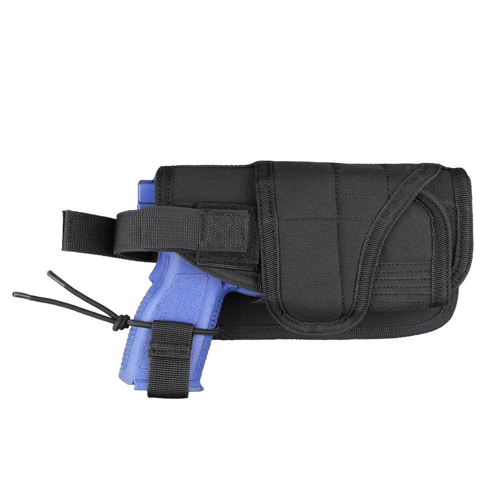 Funda pistola HT horizontal verde montada en sistema MOLLE