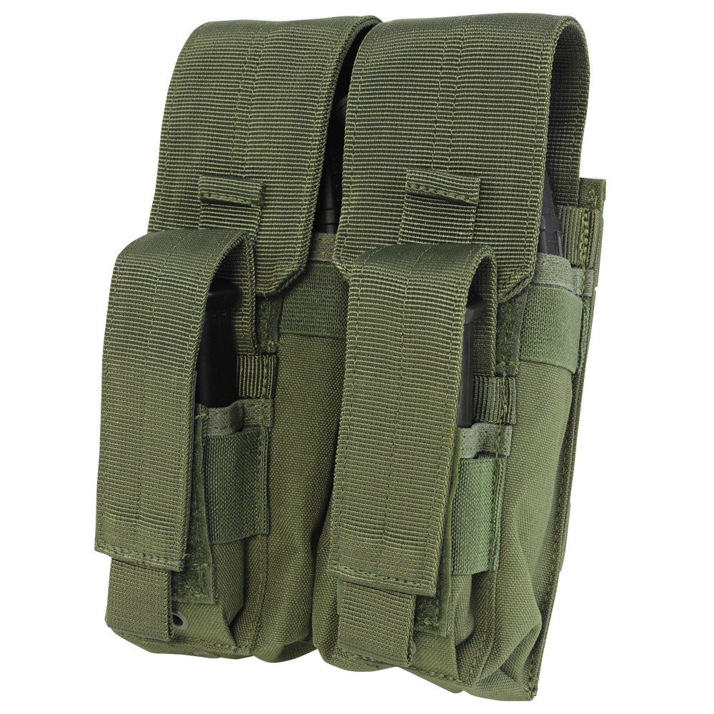 Funda KANGAROO para 2 cargadores AK en verde, compatible con sistema MOLLE y cierre de velcro
