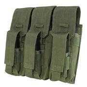 Funda KANGAROO para 3 cargadores AK en verde, compatible con sistema MOLLE y cierre de velcro