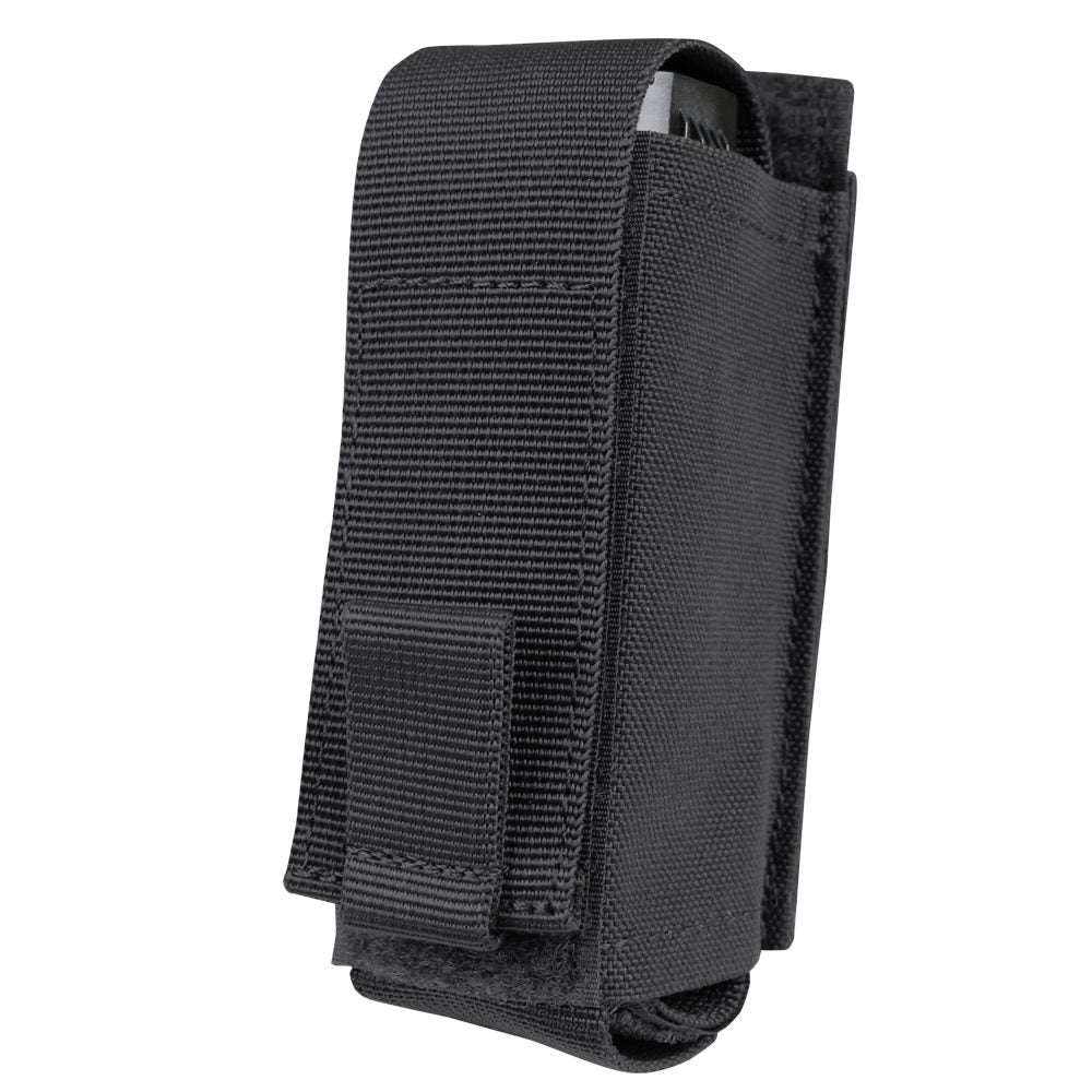 Funda OC para spray COYOTE vista frontal con solapa y correa trasera compatible MOLLE/PALS