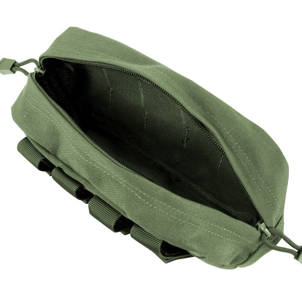 Funda MOLLE Utility horizontal verde con dos filas de PALS y cremallera bidireccional