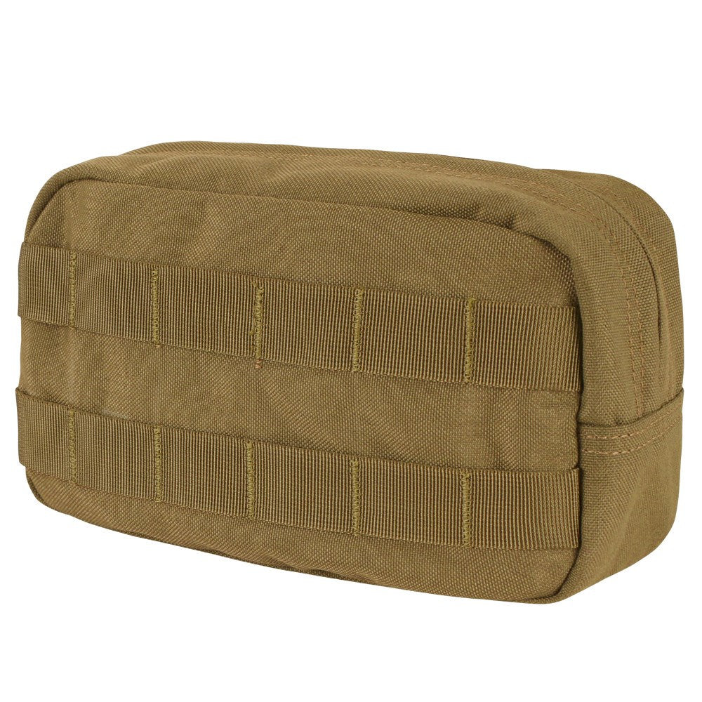 Funda MOLLE UTILITY horizontal verde vista frontal con dos filas PALS y cremallera bidireccional