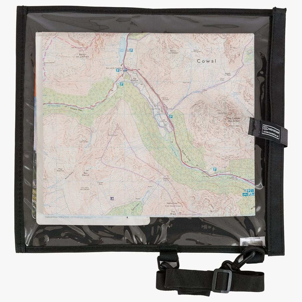 Funda impermeable WANDERER negra para mapa con ventana transparente y correa ajustable