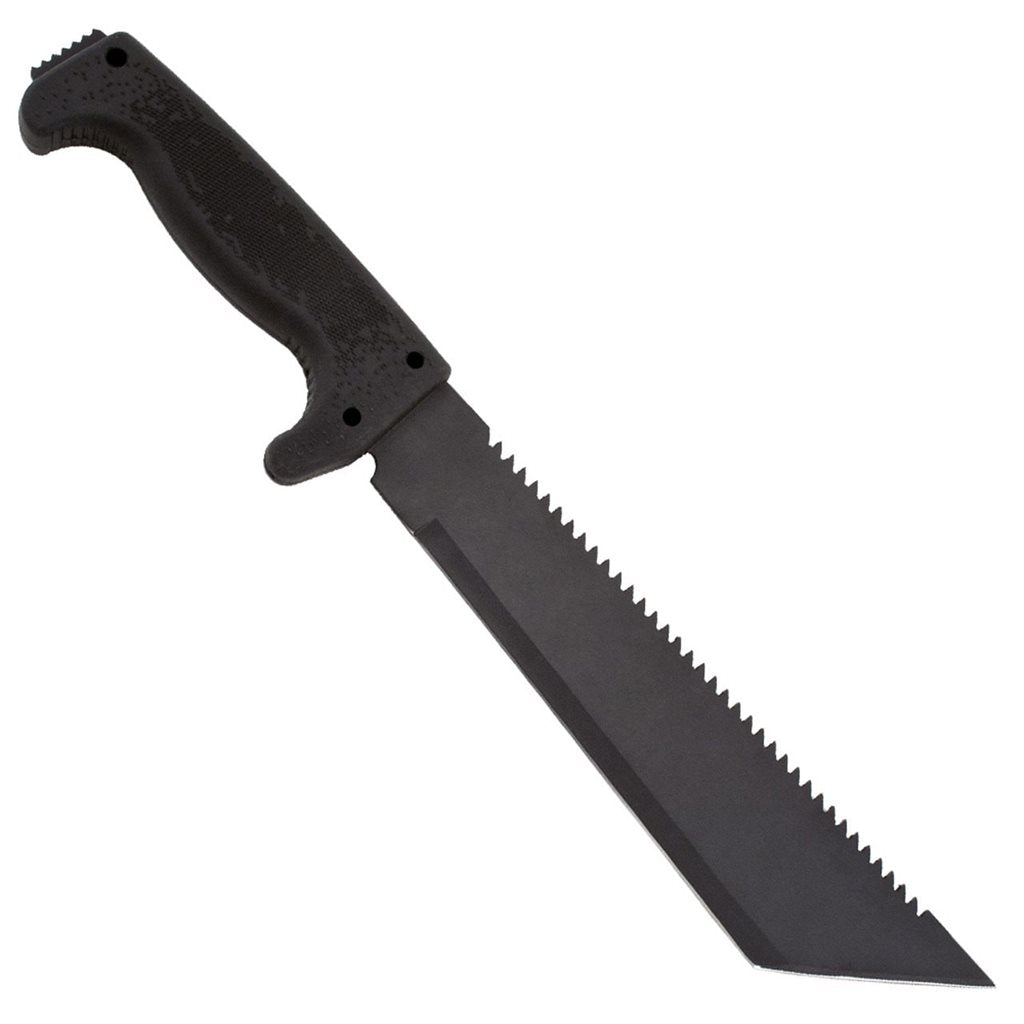 Machete SOGfari Tanto 25,4 cm, hoja lisa ennegrecida 3Cr13, mango Kraton y funda