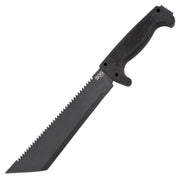 Machete SOGfari Tanto 25,4 cm, hoja lisa ennegrecida 3Cr13, mango Kraton y funda
