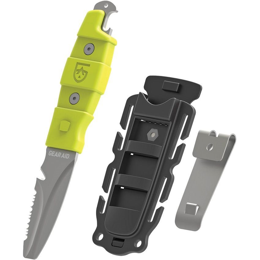 Cuchillo AKUA verde hoja fija con filo combinado y punta roma