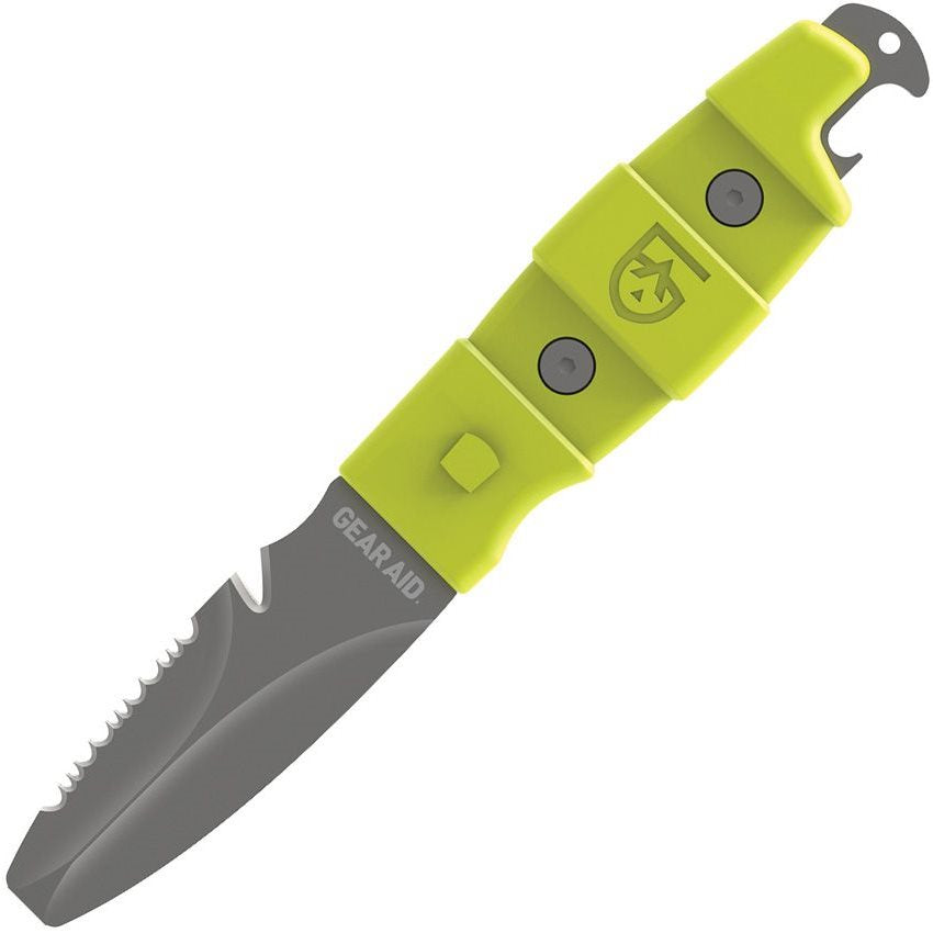 Cuchillo AKUA verde hoja fija con filo combinado y punta roma