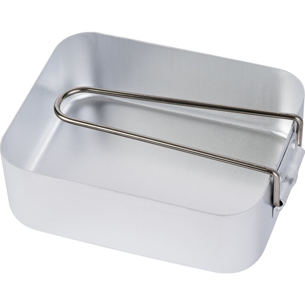 Juego de cocina de campaña MESS de aluminio para 1 persona, dos piezas con asas abatibles