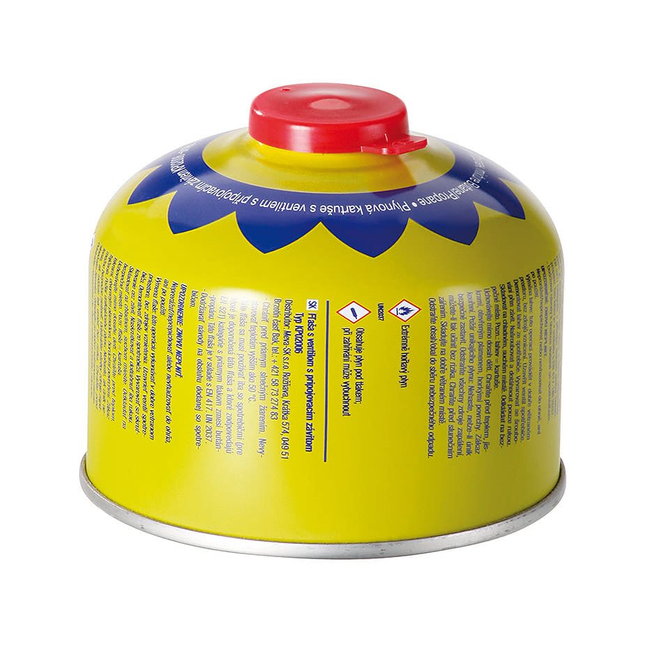 Cartucho de gas Meva 230 g con rosca 7/16 y válvula de cierre automático