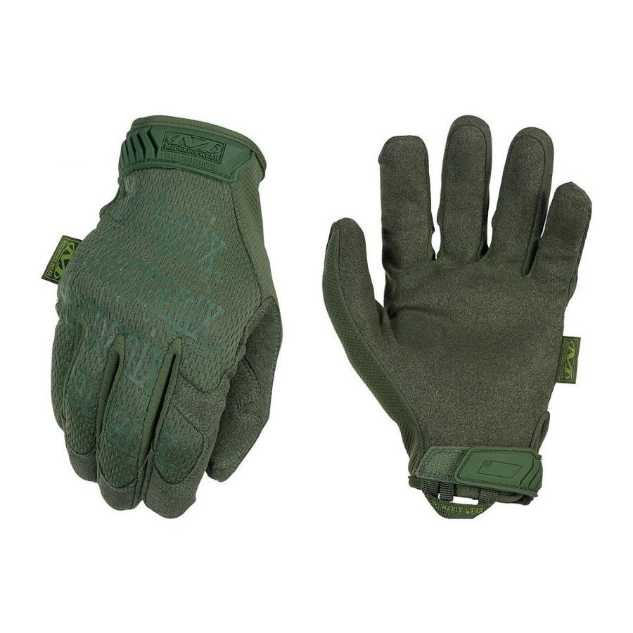 Guantes MECHANIX ORIGINA en verde claro, vista de la palma y materiales