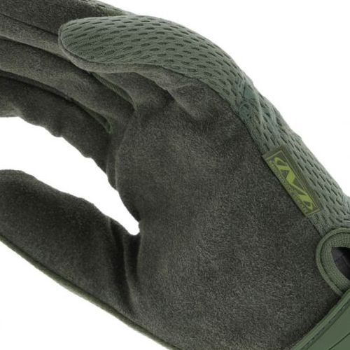 Guantes MECHANIX ORIGINA en verde claro, vista de la palma y materiales
