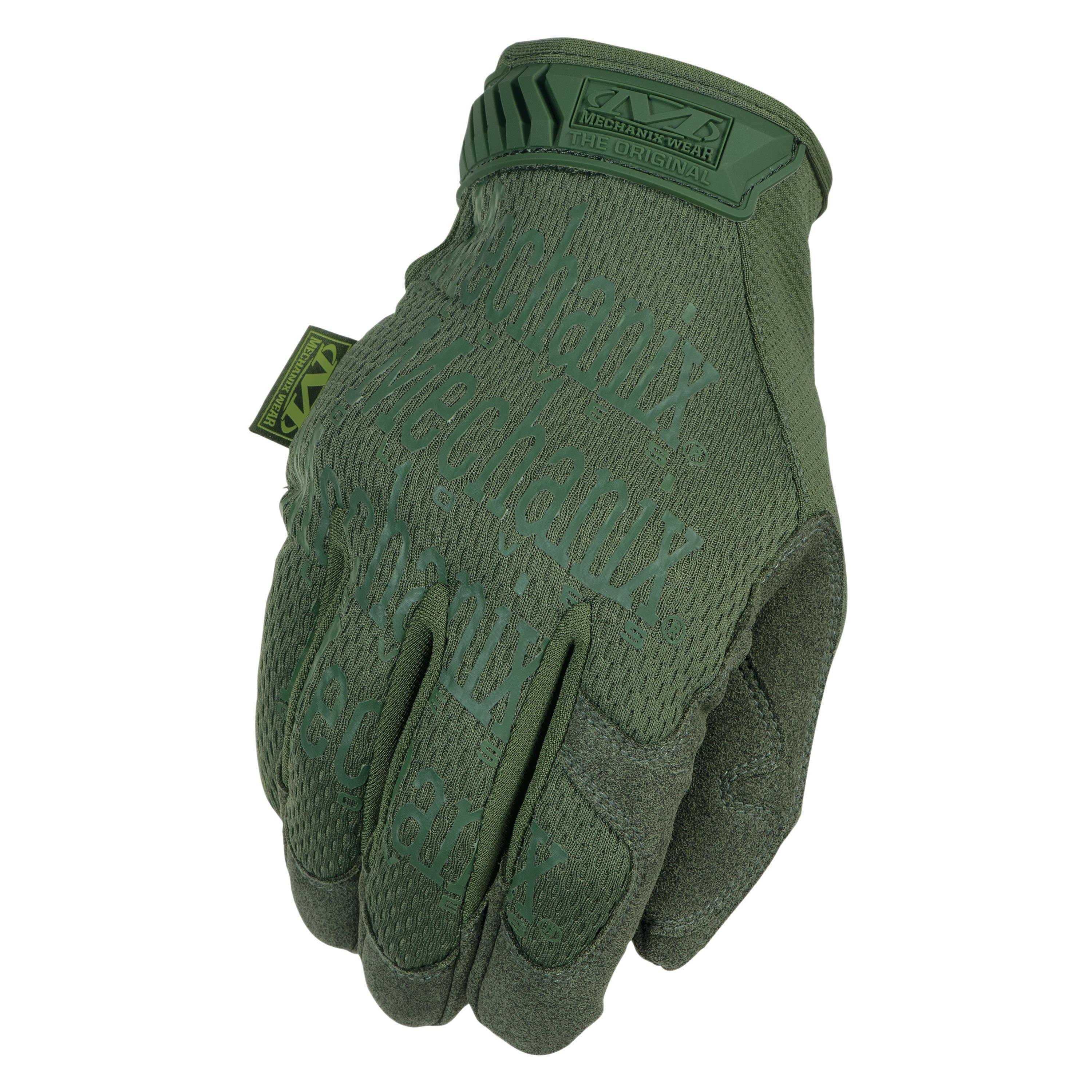 Guantes MECHANIX ORIGINA en verde claro, vista de la palma y materiales
