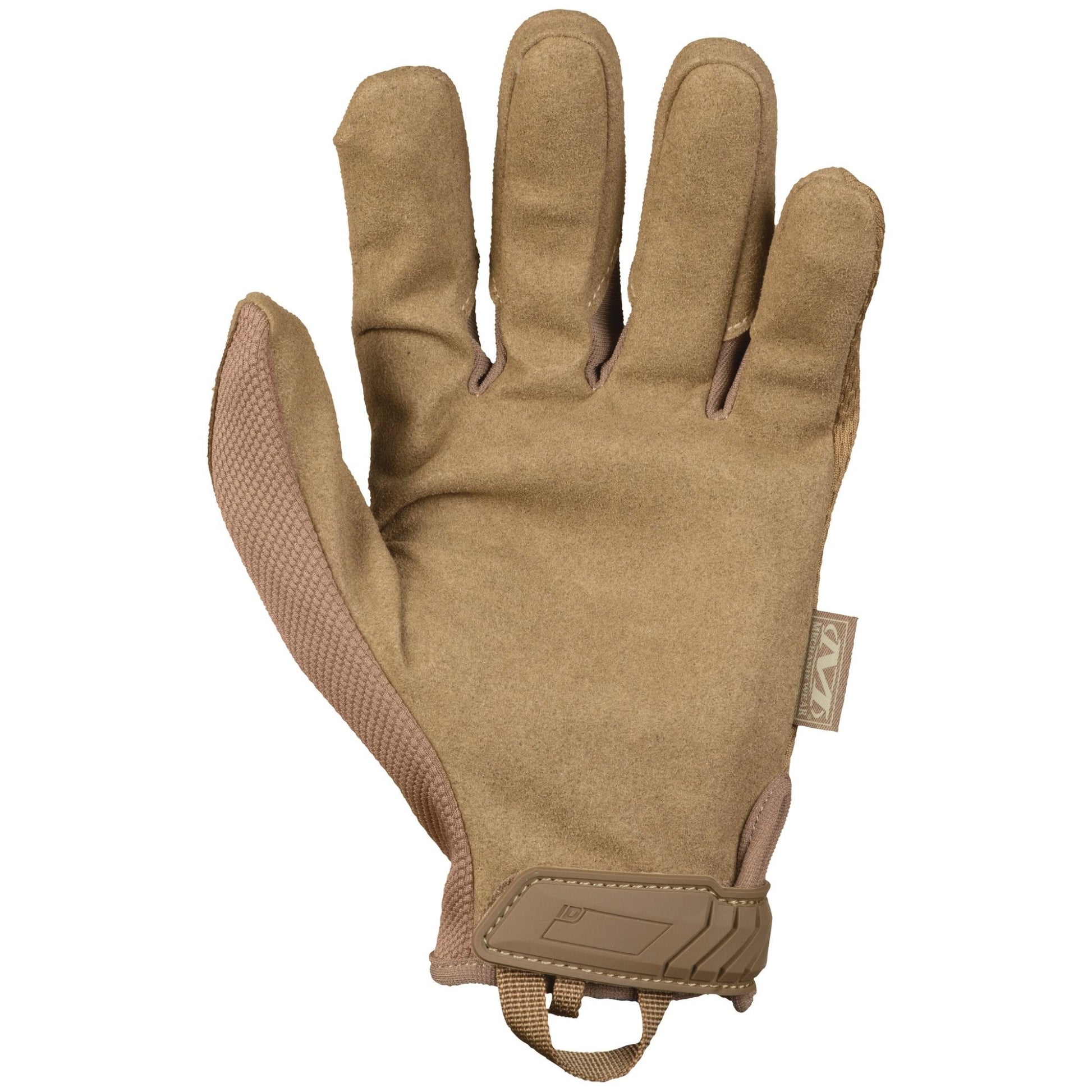 Guantes Mechanix Original Coyote mostrando palma de Clarino y dorso de Spandex