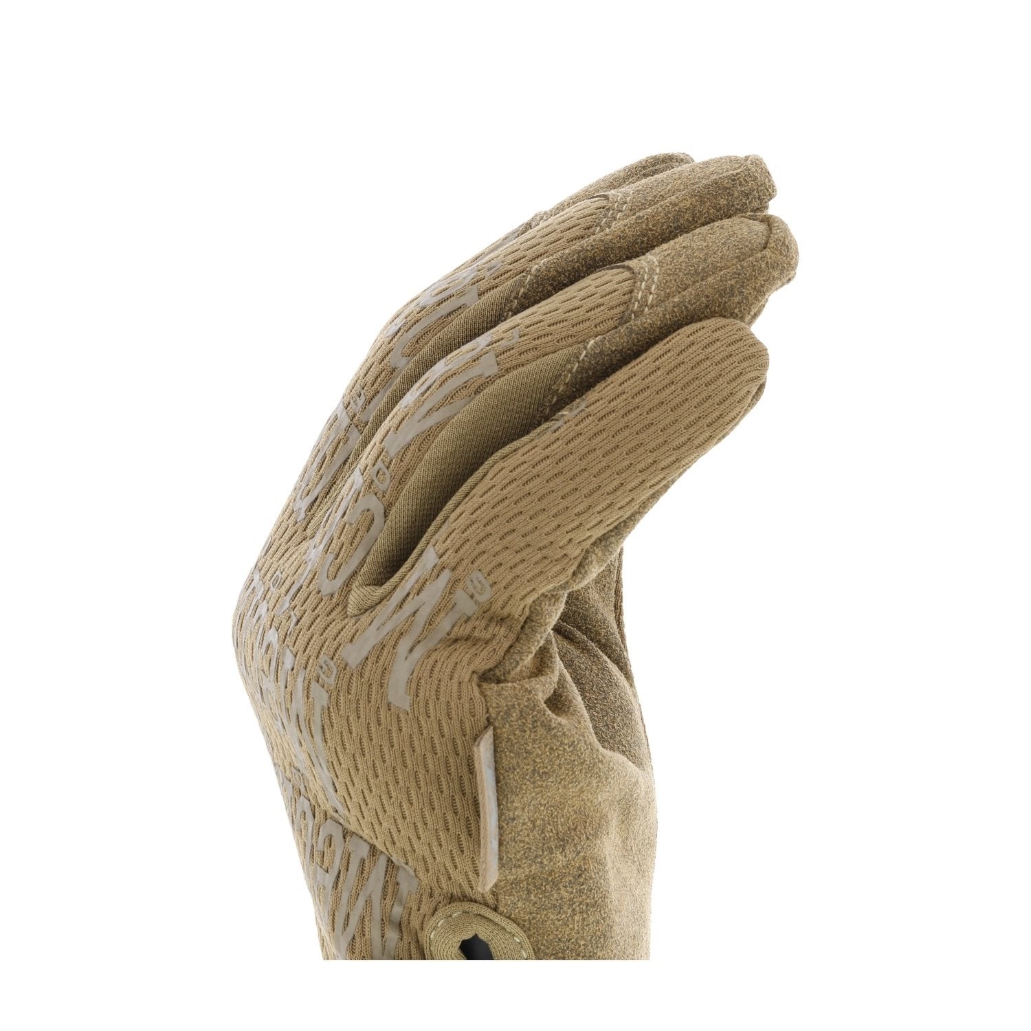 Guantes Mechanix Original Coyote mostrando palma de Clarino y dorso de Spandex