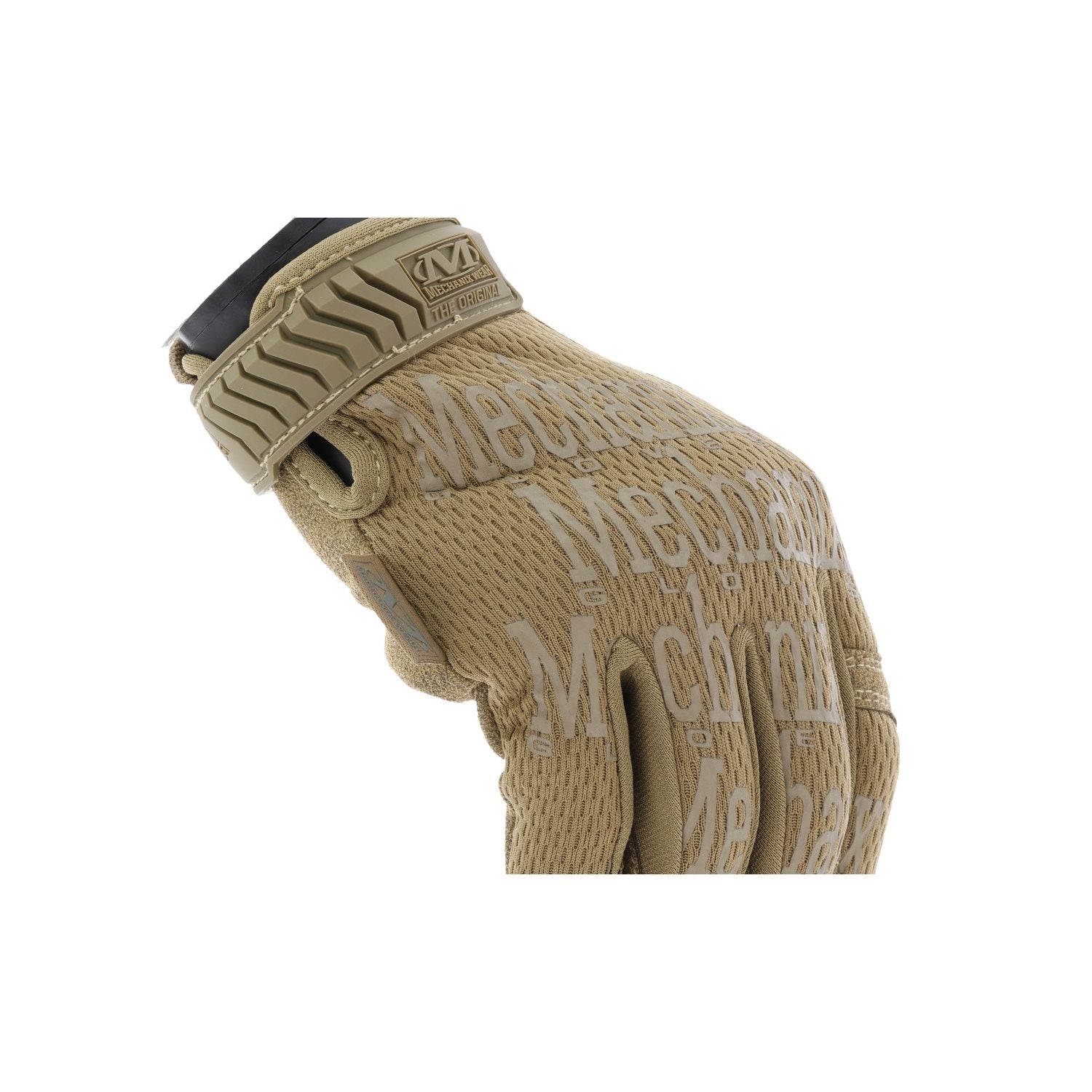 Guantes Mechanix Original Coyote mostrando palma de Clarino y dorso de Spandex