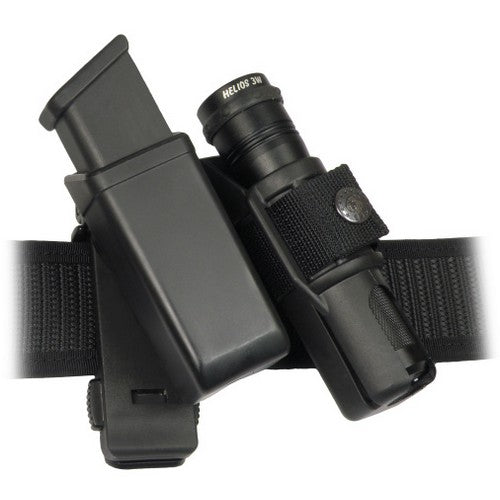 Funda giratoria MOLLE MH-LH-14 para cargador 9mm Luger y linterna, doble carcasa plástica ensamblada con adaptador