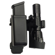 Funda giratoria MOLLE para cargador 9mm Luger y linterna, doble de plástico con adaptador