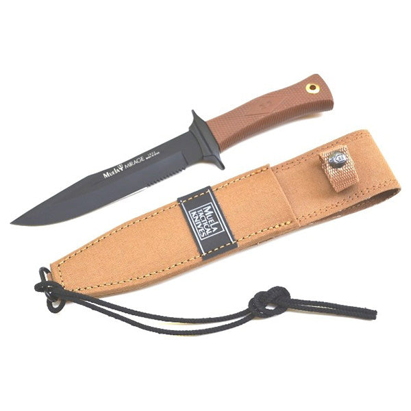 Cuchillo Muela Mirage 18N M Coyote, hoja Inox 1-42 con acabado negro