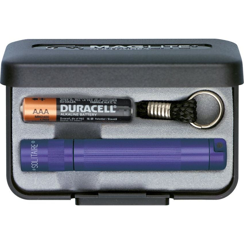 Linterna SOLITAIRE en estuche de regalo, aluminio, alimentada por pila AAA, 24 g