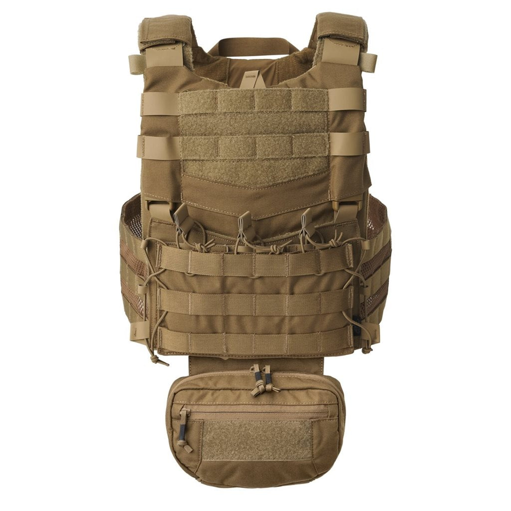 Funda inferior adicional GUARDIAN DANGLER negra montada en chaleco táctico