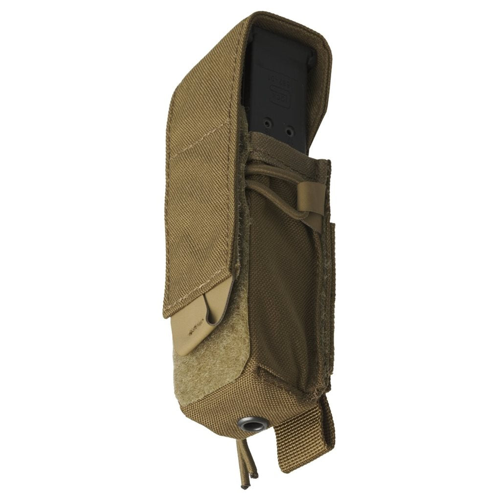 Funda GUARDIAN para cargador de pistola negra, compatible MOLLE/PALS, solapa desmontable