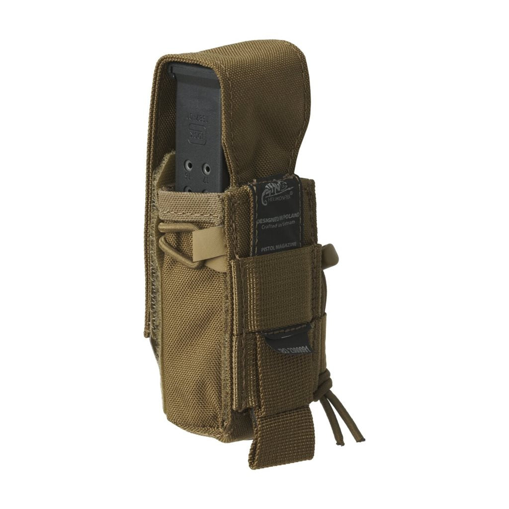 Funda GUARDIAN para cargador de pistola negra, compatible MOLLE/PALS, solapa desmontable
